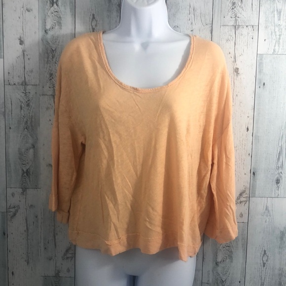 We The Free Linen Blend Raw Trim Top Small - Picture 1 of 8